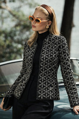 Vintage Beaded Evening Jacket Black Silver Silk Papell Boutique 60s Real Silk