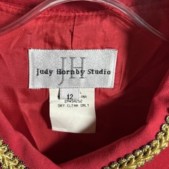 Vintage Judy Hornby Red Gold Button Up SIze 12 Wool Jacket 80s/90s