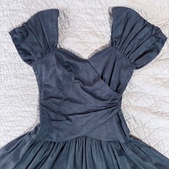 VTG Laura Ashley 100% Cotton Navy Blue Monochrome Blue Floral US 10