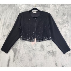 Vintage 90s Patra Chiffon Slip Dress Sheer Sequin Crop Jacket Set Size 12 Black