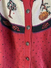 Vintage 90s Woolrich Womens Medium School Teacher Apple Knit Cardigan Sweater