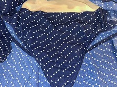 Vintage GABAR Swimdress Navy And White Dot White Trim Size 12 MINT CONDITION