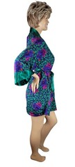 Vtg Victoria’s Secret Gold Label Poly Satin Green Purple Pink Red Floral Robe OS