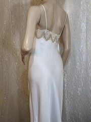 VTG Intime DBL Chiffon Lace Peignoir Robe Lingerie Satin Nightgown Blended Set M