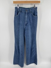 Vintage Maverick Jeans 24×31.5 Flared High Rise Rare Embroidered Pocket Hippy