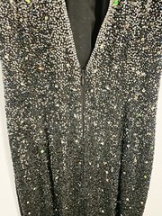 Vintage Riazee Boutique 100% Silk Black Beaded Evening Dress Size 10