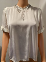 Vintage 1940’s Crepe Ivory Blouse Rhinestones Unique
