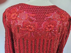 FRANK USHER – Vintage 80’s Red Sequin Beaded Evening Jacket Blazer – Large?