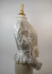 Antique Victorian Bodice – Ivory Silk Brocade with Floral Jacquard & Lace Trim