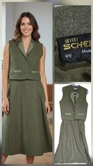 RARE 60s Sigi Scheiber Tyrol Austrian Wool Vest Skirt Trachten Outfit Size 12