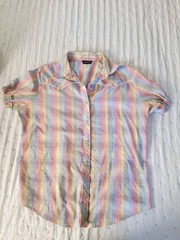 Vintage DEE CEE Western Style Snap Front Multi-Color Short Sleeve Top 18