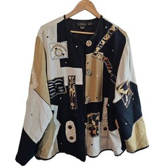 Vintage Allure Blazer Womens Size 2X Black 3D Animal Print 90s Art To Wear Boho