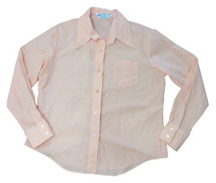 Kmart Vtg Cotton Poly Blend 1970s Button-up Shirt Orange/pink/ Cream Large