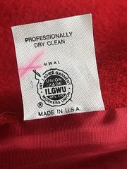 Vintage ILGWU Navy Wool Coat Red Trim USA Made Mod Military Style Women’s Large
