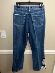 VINTAGE R.V.T juniors jeans sz 18 1/2 Medium Wash Mid-Rise Denim Flared cow prin