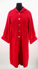 VTG Women’s 40s Red Corduroy Long Swing Coat 1940s Sz M/L Shell Buttons