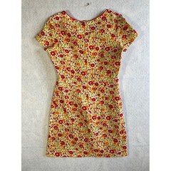 Vintage Esprit Floral Mini Dress 7/8 Red Orange Yellow Cotton 90s Made in USA