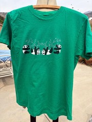 Vintage 80s 90s Pandas w/Bamboo Green T-Shirt S Wild Nature Soft Thin