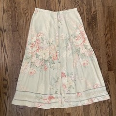 Vintage 1980’s Ralph Lauren 100% Linen Floral Button Front Skirt Sz 14