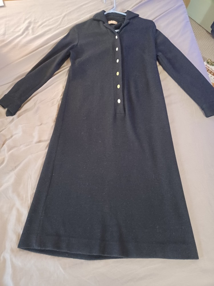 Vintage Women’s Lady Carol of New York Black Dress USA S/M button front
