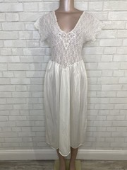 VTG White Bridal Nylon Soft Lace Bodice Ballet Nightie nightgown Cinema Etolie