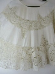 Antique Skirt cotton lace linen handmade circle petticoat knee length 1920s 1900