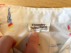 Vintage Women 70s Country Suburbans Sailboat Print Button-Up Shirt 14 Sleeveless