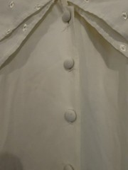 VTG Wild Rose White Bridal Day Dress Peter Pan Collar Padded Midi Buttons