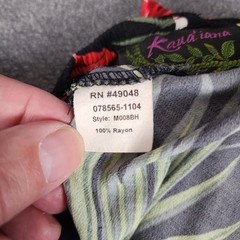 Kaua’iana Hawaii Tropical Hibiscus Print 2 Piece Set Shirt Pants XL Rayon Black