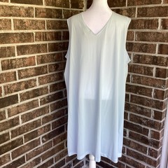 Vintage Danni Light Blue Sleeveless Nightgown 3X Embroidered Midi Length Nightie