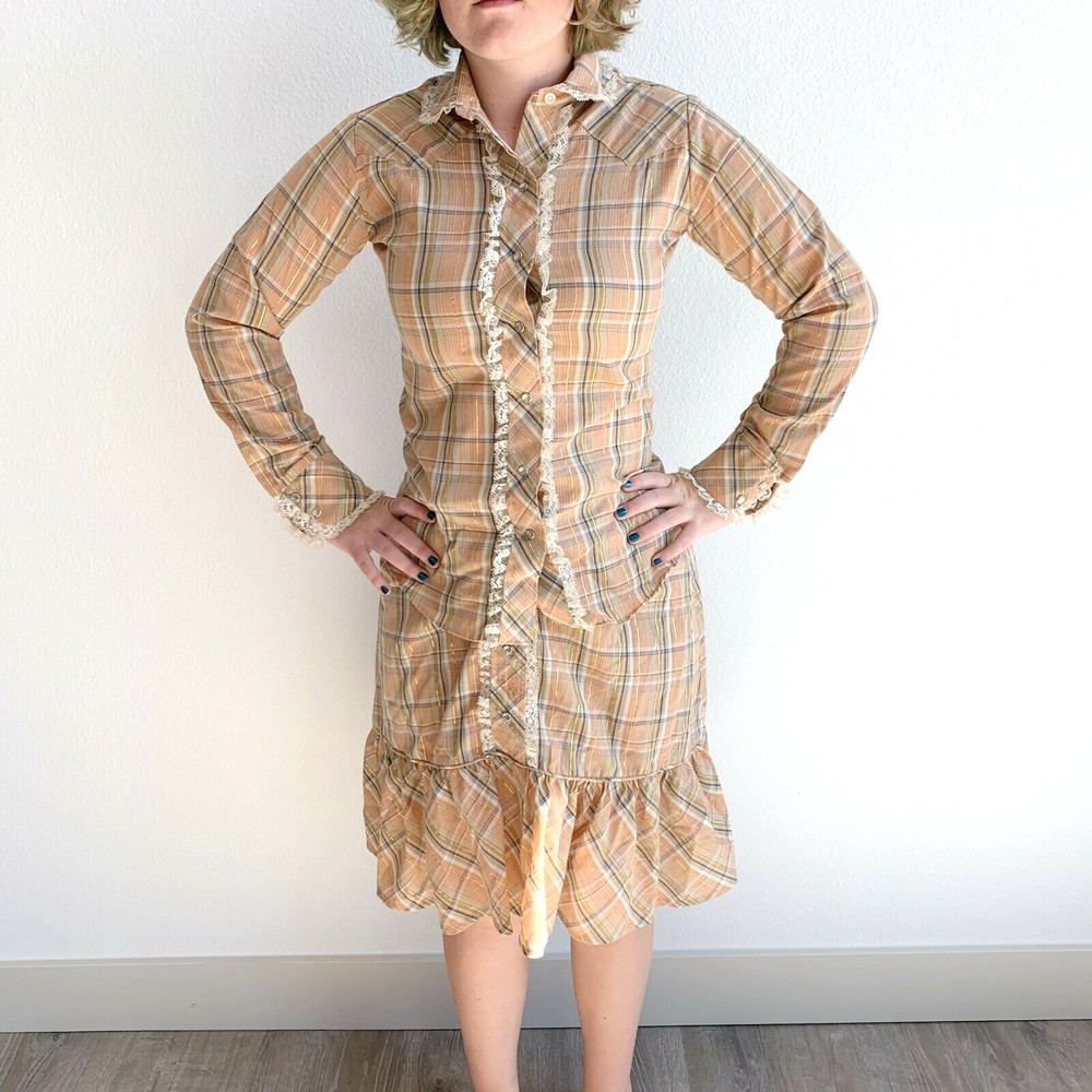 Panhandle Slim Vintage Plaid Western Shirt Skirt Outfit Square Dance Honky Tonk