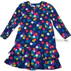 Vintage Ms Chaus Colorful Polka Dot Ruffle Hem Dress Mod Retro Size 6 NWT