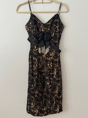 Vtg 1950’s Hollywood Glamour Gold Mettalic Lace Cocktail Dress By Beaumelle Sz S