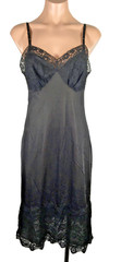 Vtg 1960’s Women Slip Dress S/M Black Sheer Intimates Lingerie 10 inch Lace Trim