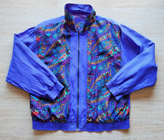 Vintage Bocoo 100% Silk Paisley Retro Windbreaker Track Jacket Purple Women’s XL