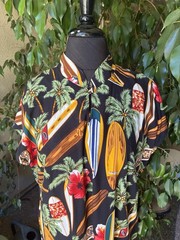 Gorgeous Vintage Hilo Hattie Hawaiian Surfboard & Hibiscus Maxi Sz Large