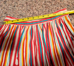 Vintage 1960s Striped A line Skirt Small Handmade Red Blue Lollipop Stripe