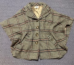Jolt Vintage Plaid Button Down Adjustable Waist Poncho Coat Women’s Size Small