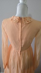 1970s Dress Size 4 Peach Silk Chiffon Long Sleeve Maxi Bridesmaid Vintage