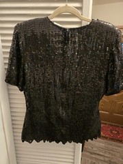 Vintage Stenay Black Sequin and Beaded Top Small Party Blouse