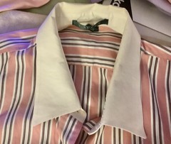 Lauren By Ralph Lauren Women’s Button Down PINK w/ Strips w/ Pink Logo.