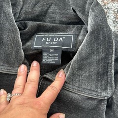 Vintage Fu Da Sport Velour Jacket Gray Medium