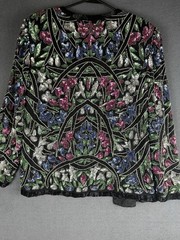 VTG RINA Z Beaded Sequin Jacket 100% Pure Silk Women’s Size XL Art Boho Deco