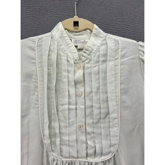 Vintage Character Nightgown Womens Small White Long Sleeve Pleated Bib Maxi Gown