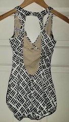Rose Marie Reid Vtg. Mod swimsuit black white geometric Size 12