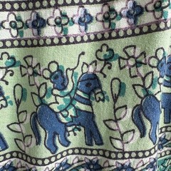Vintage 1970’s Elephant, Donkey & Floral Cotton Block Print Sun Dress India S/M