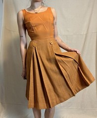 Vintage Johnathan Logan Burnt Orange Two Piece Dress Wool XS