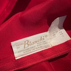 House of Bianchi Vintage 1940s Red Off-Shoulder Lace Corset Gown | Made in USA
