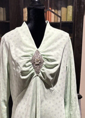 Toni Todd Lady Laura Vintage Maxi Party Dress Beaded Accent Mint Green XLarge?