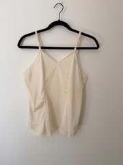 Vintage Vanity Fair Nylon Camisole Cream Lace Trim Adjustable Straps USA 36/42